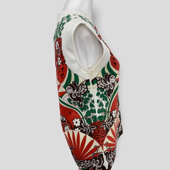 Vintage 70s Groovy Psychedelic Floral Butterfly Sleeveless Top - Picture 5 of 8